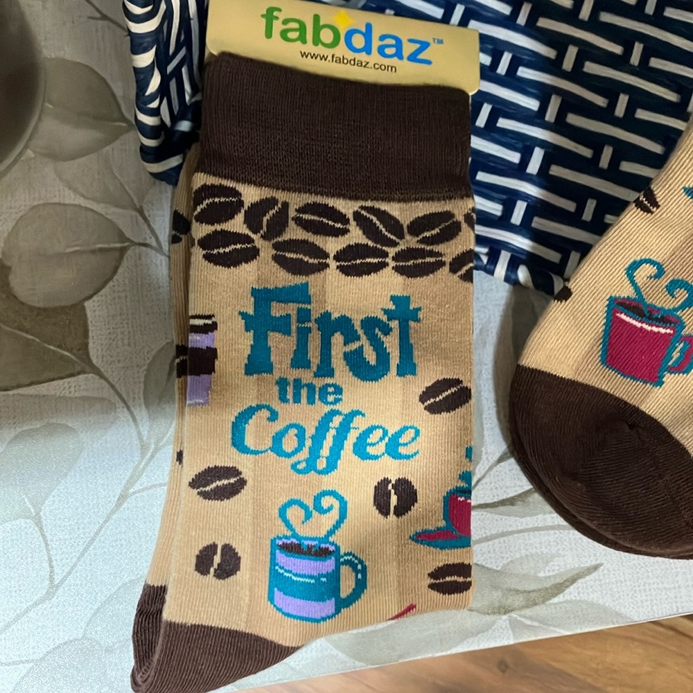 Coffee Themed ladies Socks - Brown and Tan